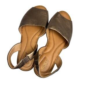 Born Womens Trang Metallic Gold Leather Slingback Sandals - 9 9M
